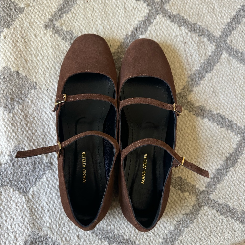 Manu Atelier chocolate suede ballet flats size 38